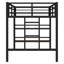 Lit mezzanine simple en métal noir pour enfants avec tablette de rangement, garde-corps et échelle facile d'accès