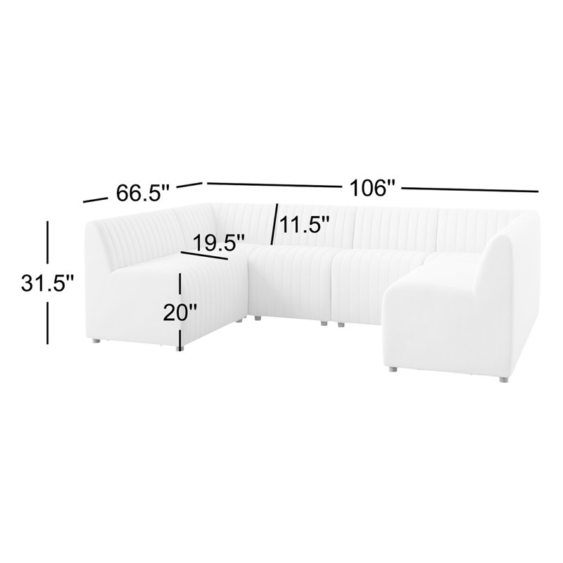 Augustine Modular Sectional, Gray Polyester, 31.5" H X 106" W x 66.5" D