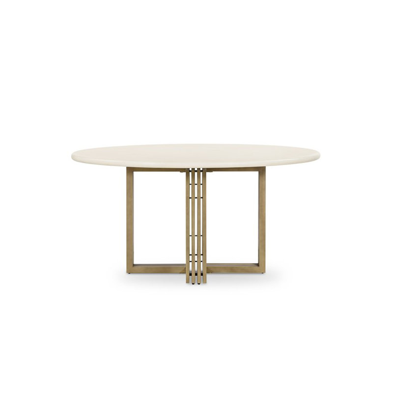 Mia Round Dining Table, Antique Brass