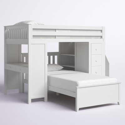 Tawanda Full Over Twin 10 Drawer Solid Wood L-Shaped Bunk Beds with Built-in-Desk by Viv + Rae™
