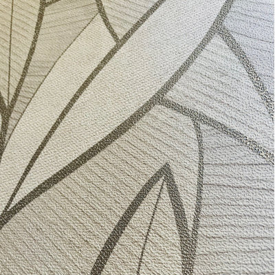 Papier peint feuille blanche sculptée