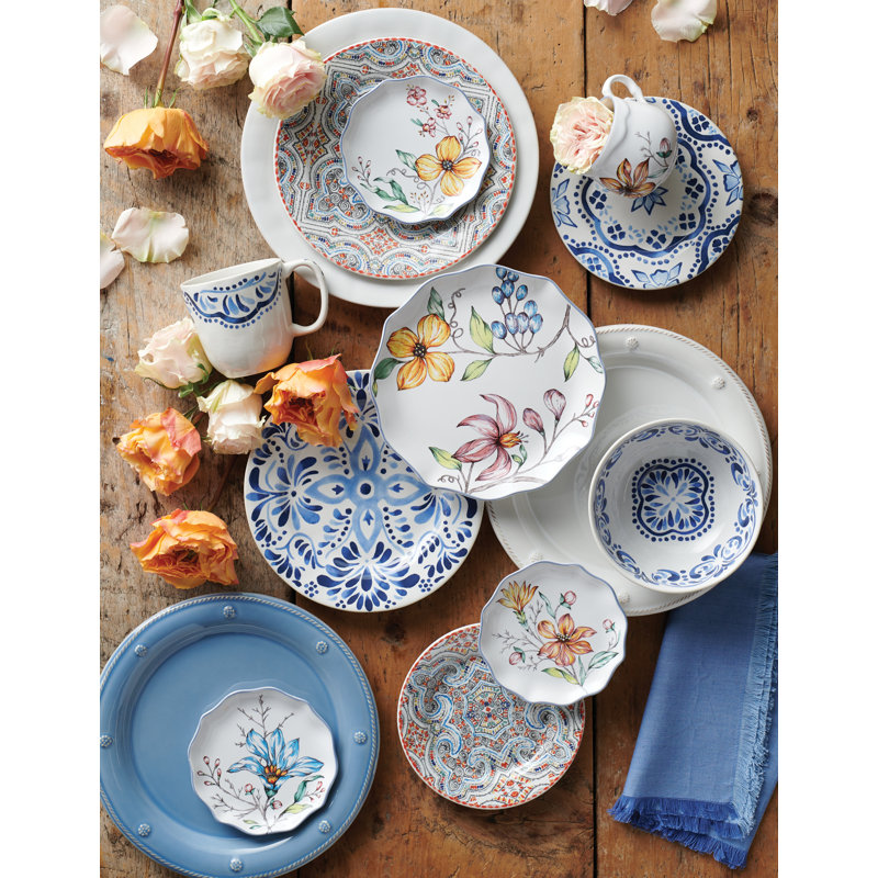 Iberian Dessert/Salad Plate, Indigo/White