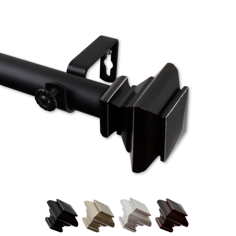 Tringle à rideaux simple 1 po Fern, Noir, 48" – 84"