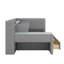 Lit de jour simple rembourré en tissu avec tiroirs, étagères, armoires rabattables et table d'appoint-454676536