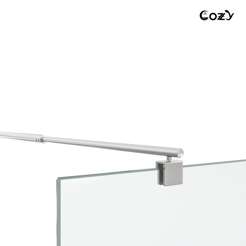 36"W x 76"H Fully Frameless Single Fixed Shower Panel, Chrome