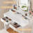 Jalea Vanity Desk with Mirror and Lights, Modern Makeup Table and Cushion Stool Set with 4 Drawers-1227969386