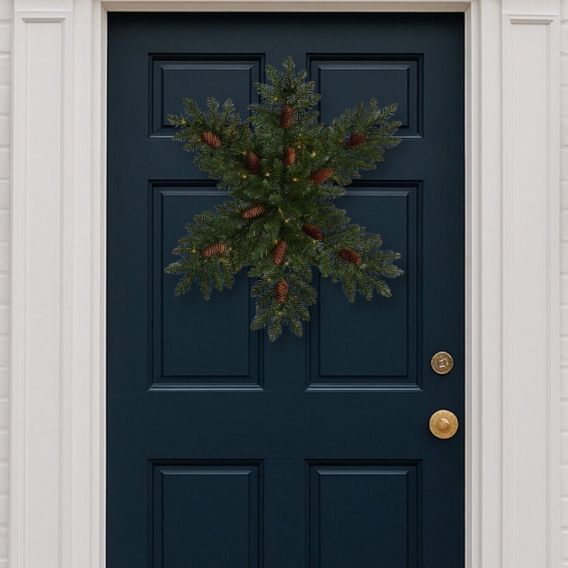 Pre-Lit Snowflake Wreath with Pinecones