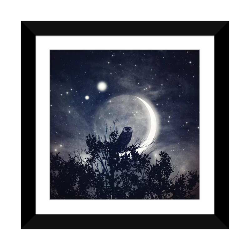 «The Moon, Venus, & Jupiter», reproduction d'impression sur toile, H 16 po x l 16 po x P 1 po, Papier d'art encadré noir