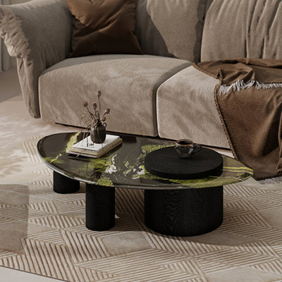 Table basse ovale en marbre