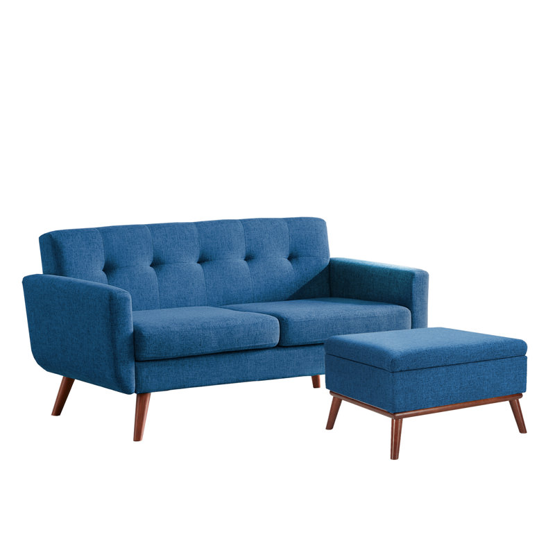  Ensemble de canapé-lit capitonné l 65 po avec repose-pieds, Bleu