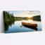 Art mural sur toile en bois avec canots et rames sur un coucher de soleil doré-133537033