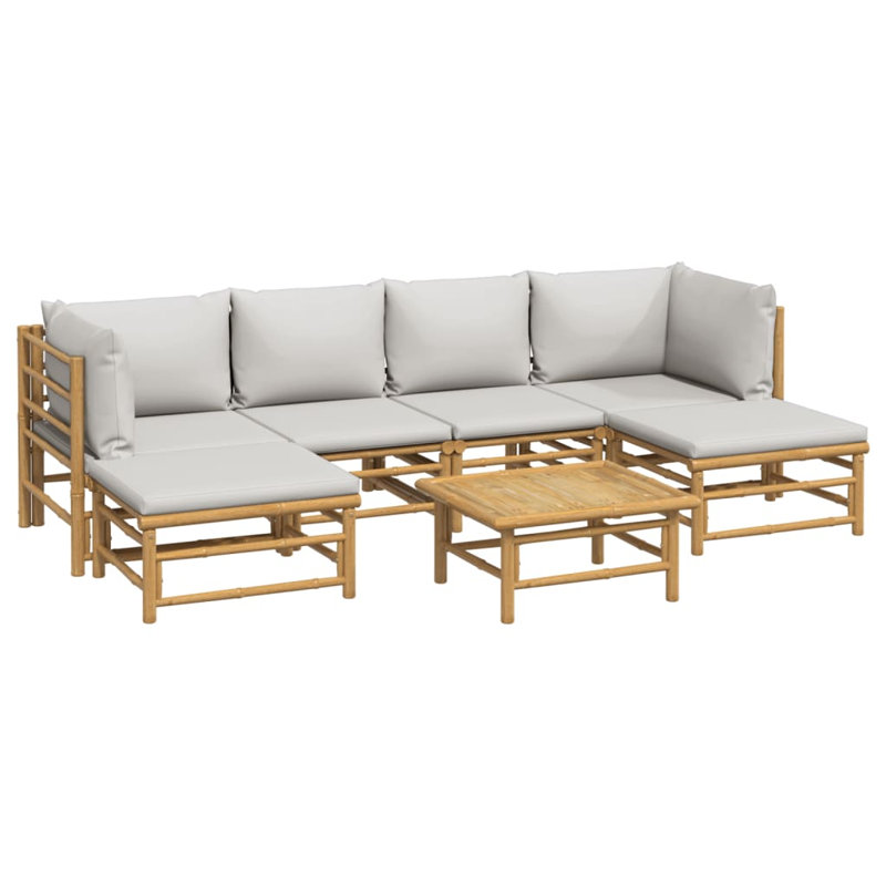 Ensemble de conversation modulaire avec coussins 7 pièces Islesford, Gris clair
