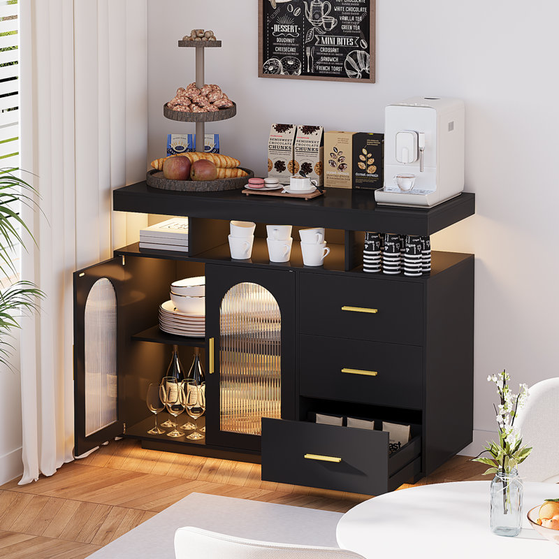 Buffet de 39,37 po Katracy avec lumières DEL RVB, chargement sans fil, ports USB et capteur de mouvement