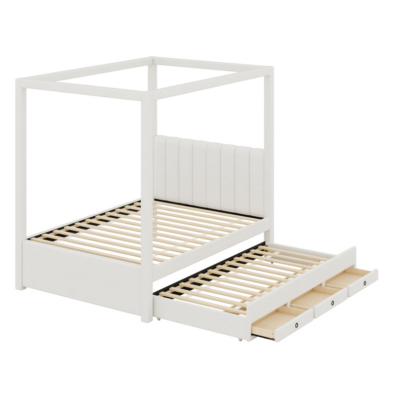 Lit plateforme à baldaquin avec lit gigogne Upholstery