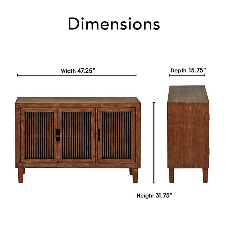 Sawyer Brown Ash Wood 3-Door Storage Cabinet