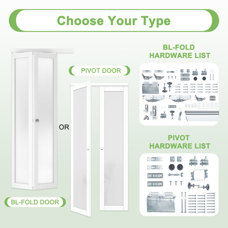 1-Lite Core Manufactured Wood Prefinished Pivot Doors with Hardware Kit(No frame), 30" x 80"