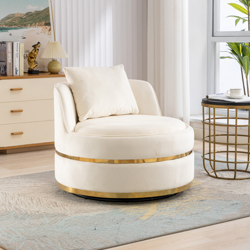 Fauteuil d'appoint en velours surdimensionné 360 degrés, Beige