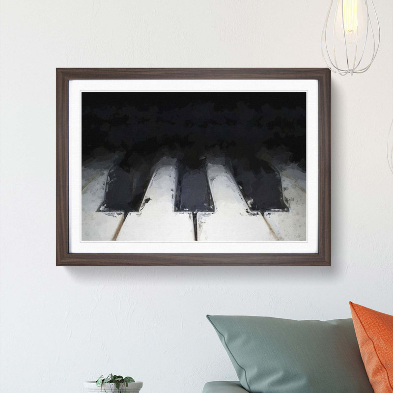 Keys of the Piano in Abstract - Picture Frame Graphic Art Print, Walnut, 35cm H x 50cm W x 2cm D