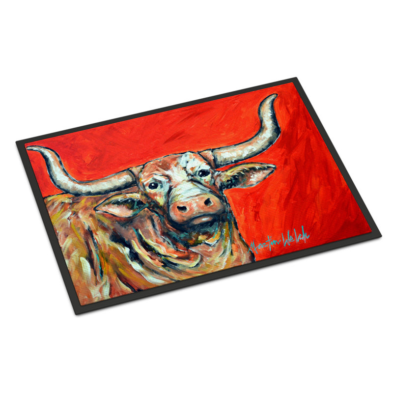 Tapis de porte d'extérieur antidérapant 27 po x 18 po See Longhorn