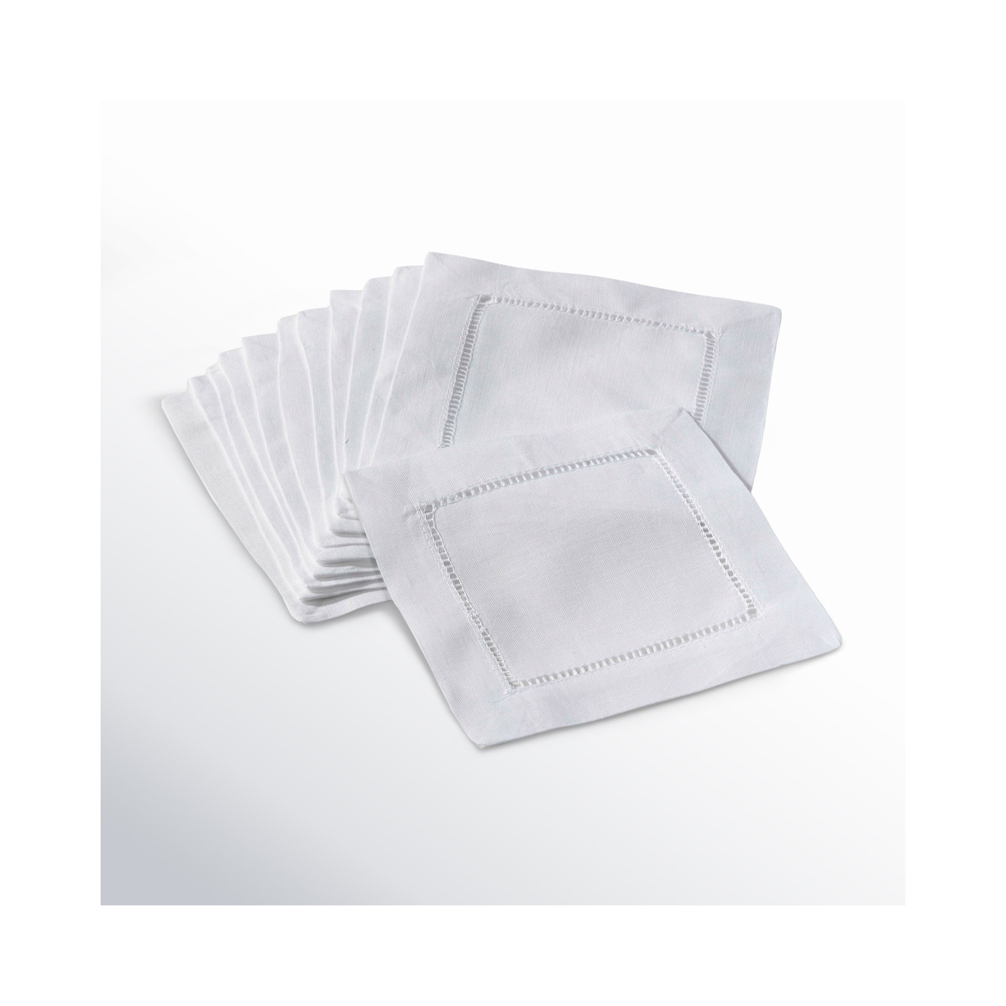 Gelder Cocktail 6" Linen/Cotton Napkin Set, White