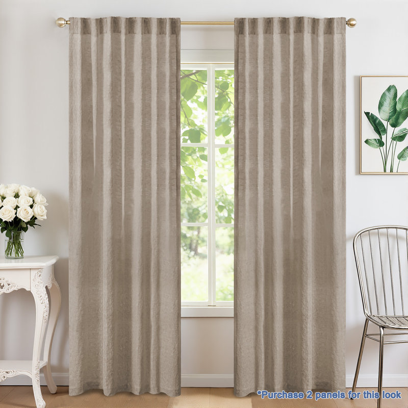 Panneau simple 100% lin obscurcissant, Beige, 50" W x 84" H