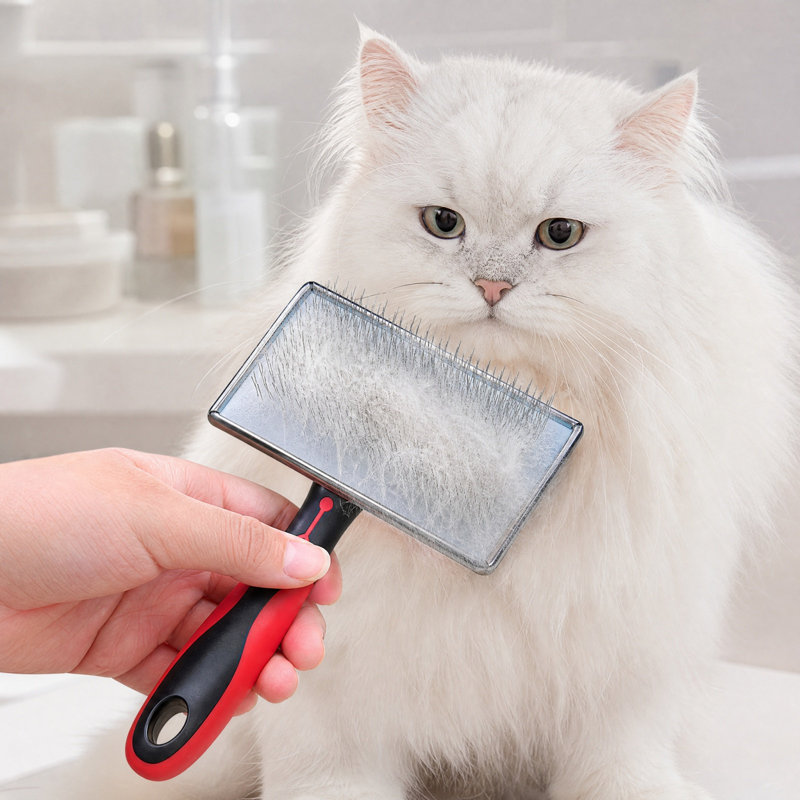 Brosse à picots de 25 mm pour le toilettage des chats et des chiens, avec revêtement en diatomées et poils morts.
