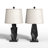 24.5" Black Modern Dimmable Resin for Bedroom Living Room Bedside Desk Nightstand Table Lamp Set with Linen Drum Shape and USB Prot-314853827
