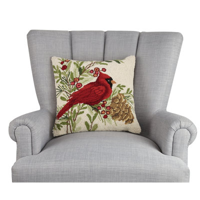 Winter Cardinal Wool Hook Pillow