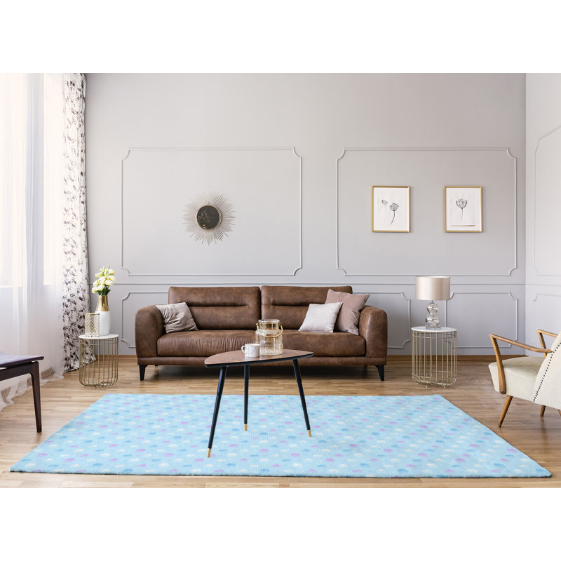 Tapis petits gâteaux à rayures bleu area, Rectangle 9 pi x 12 pi