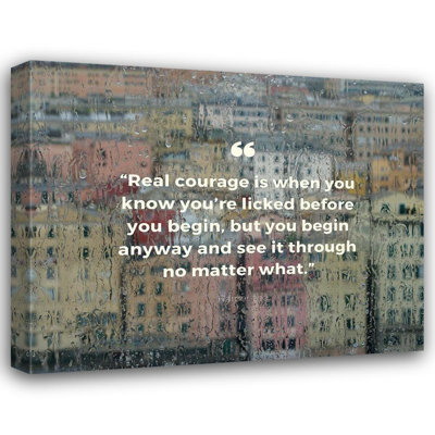 Latitude Run® ArtsyQuotes Gallery Wrapped Canvas Art Titled: Harper Lee Quote: Real Courage