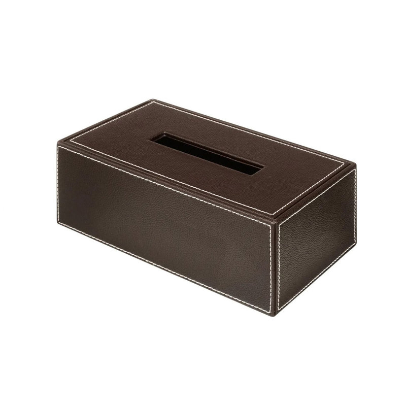 Ecopelle Tissue Box Cover, Dark Brown