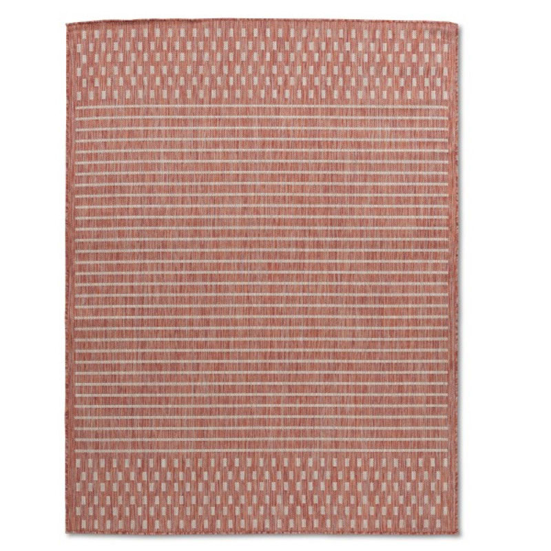 Tapis rayé rouge intérieur Cabana, Rectangle 6 pi 7 po x 9 pi
