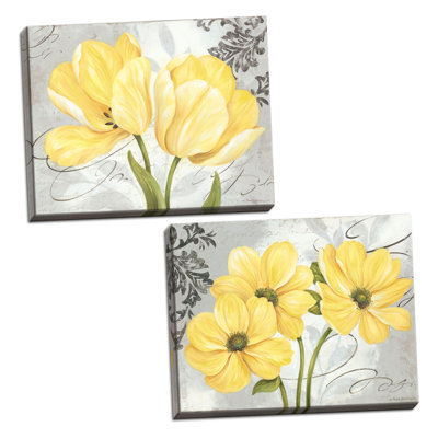 " Beautiful Gray And Yellow Flower " by Pamela Gladding 2 - Pieces