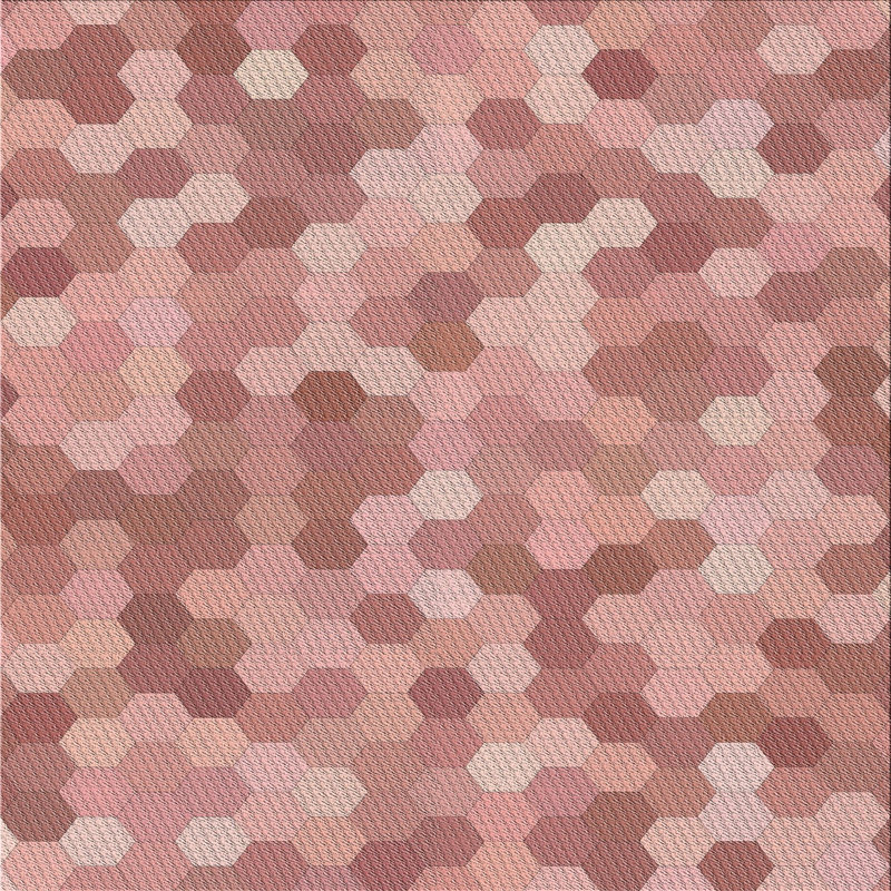 Tapis brun à motifs/zone rose pâle, Carré 6 pi