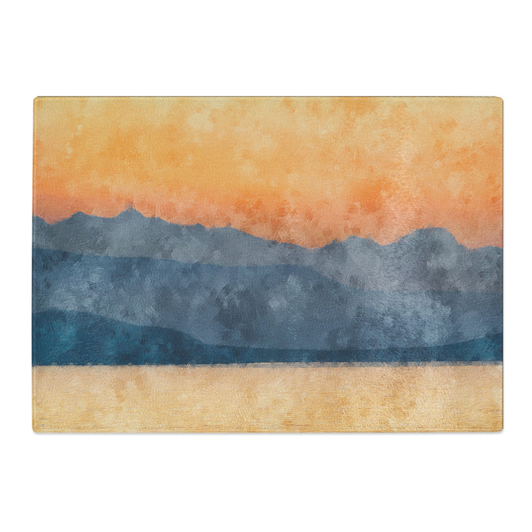 Tempered Glass Orange Sunset in Greece Chopping Board