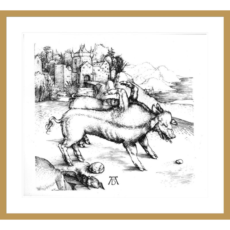«Monstrous Pig» par Albrecht Dürer, impression giclée sur cadre, H 33,5 po x l 36,81 po