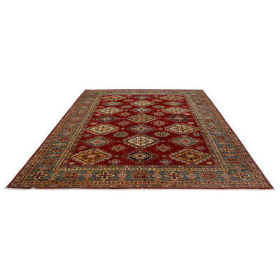 8x12 Red and Green Kazak Tribal Rug