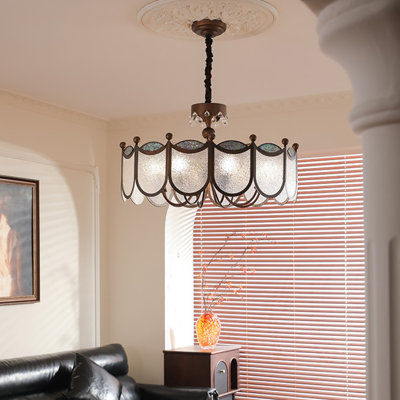30.71" French Medieval Style White Glass Ball Pendant Light for Living Room, Entryway, Stairwell