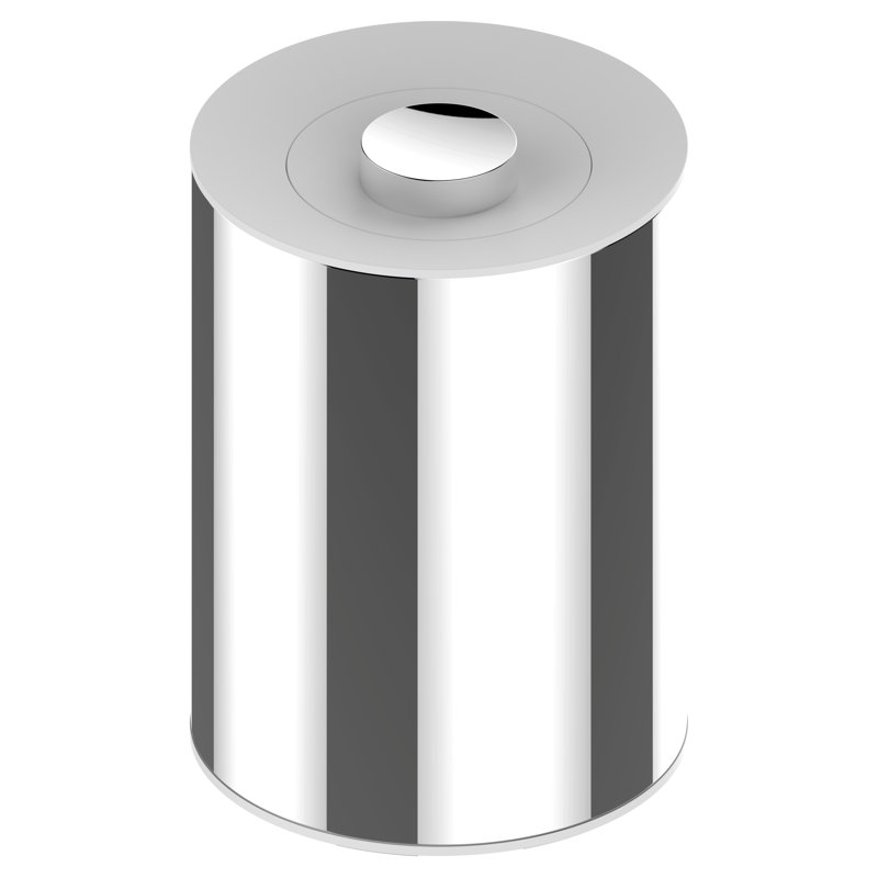 Steel Open Kitchen Trash Can - 5L, Chrome/White