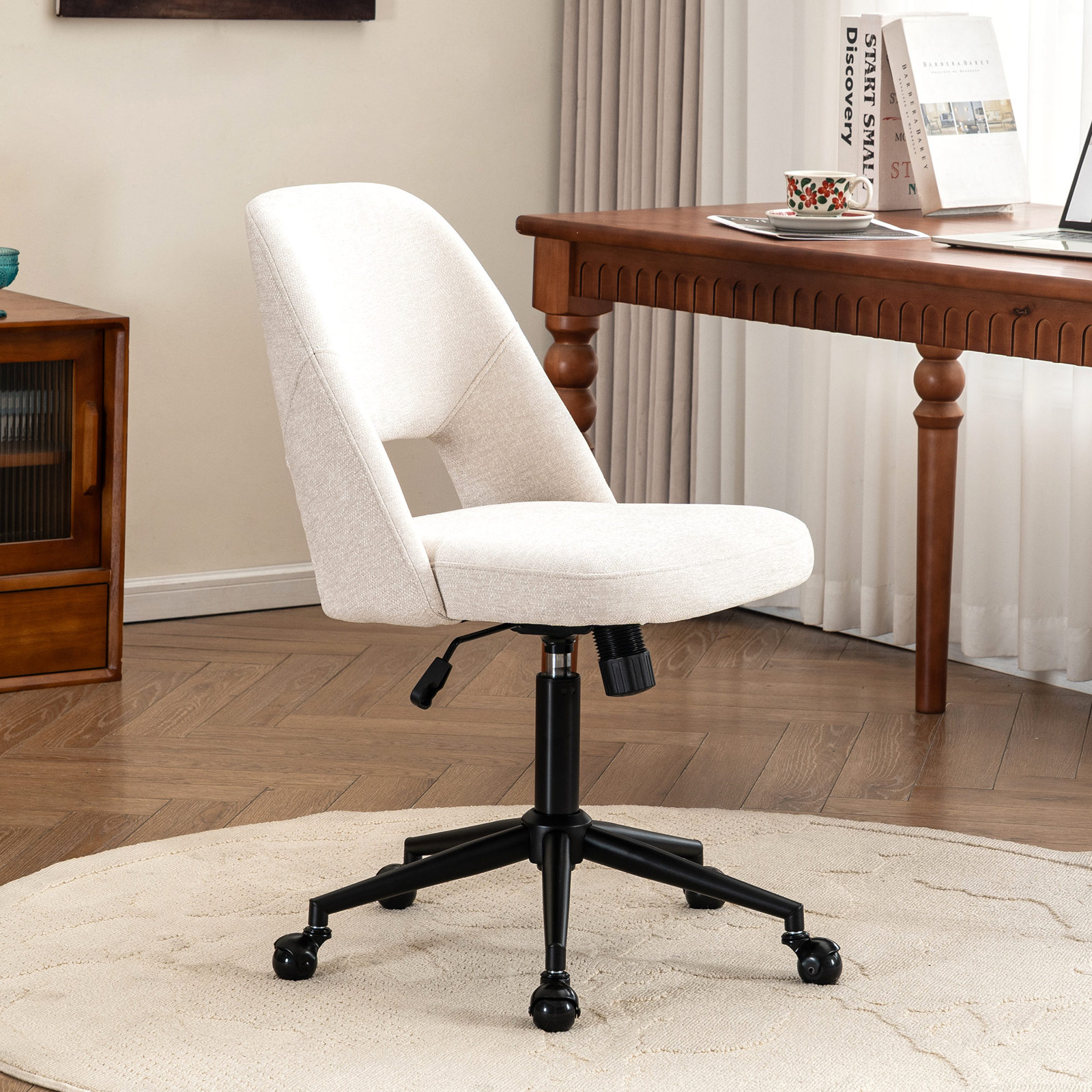 Gramercy Swivel Office Chair, 	Beige Fabric