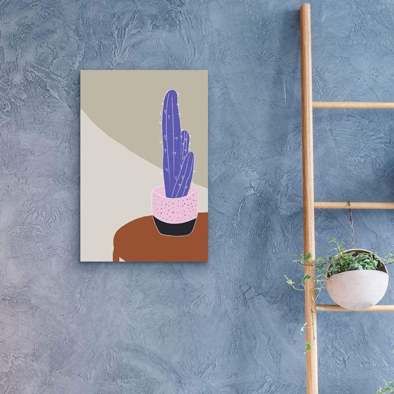 «Cactus On A Pot Hot and Cold Trend» par Sabrina Balbuena, art mural en verre acrylique, H 24 po x l 16 po