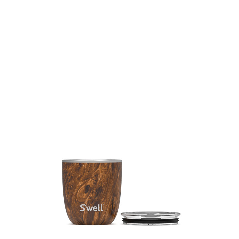S'well Stainless Steel Triple-Layered Vacuum-Insulated Tumbler, 10 oz., Teakwood