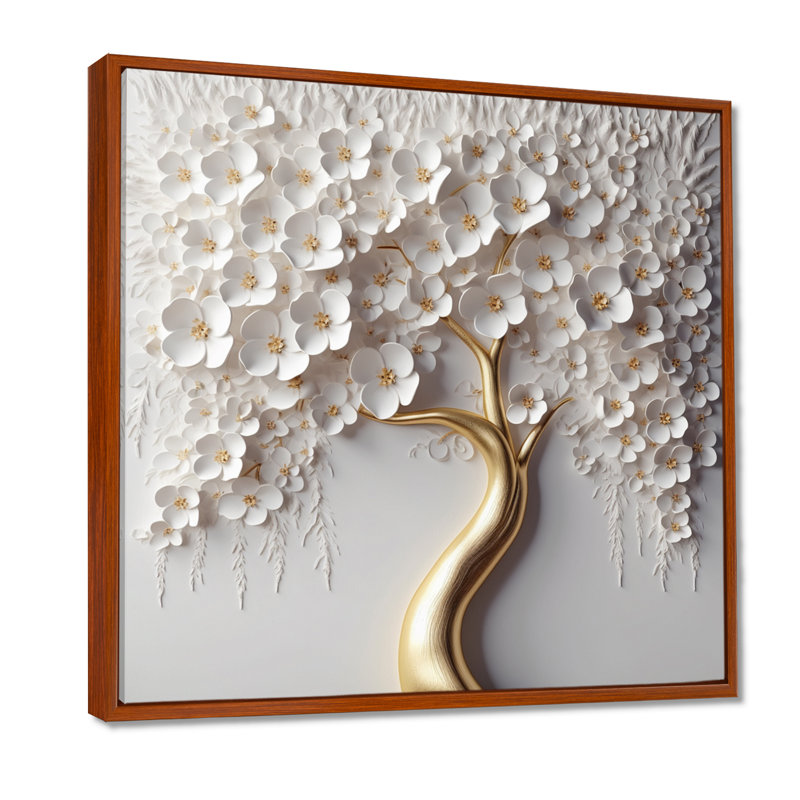 Orchidée blanche - Jardin des branches - reproduction d'art sur toile florale (sans texture), H 36 po x l 36 po, Brun