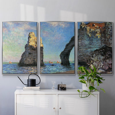 «The Rocky Cliff Of Étretat», reproduction d'art encadrée sur toile par Claude Monet