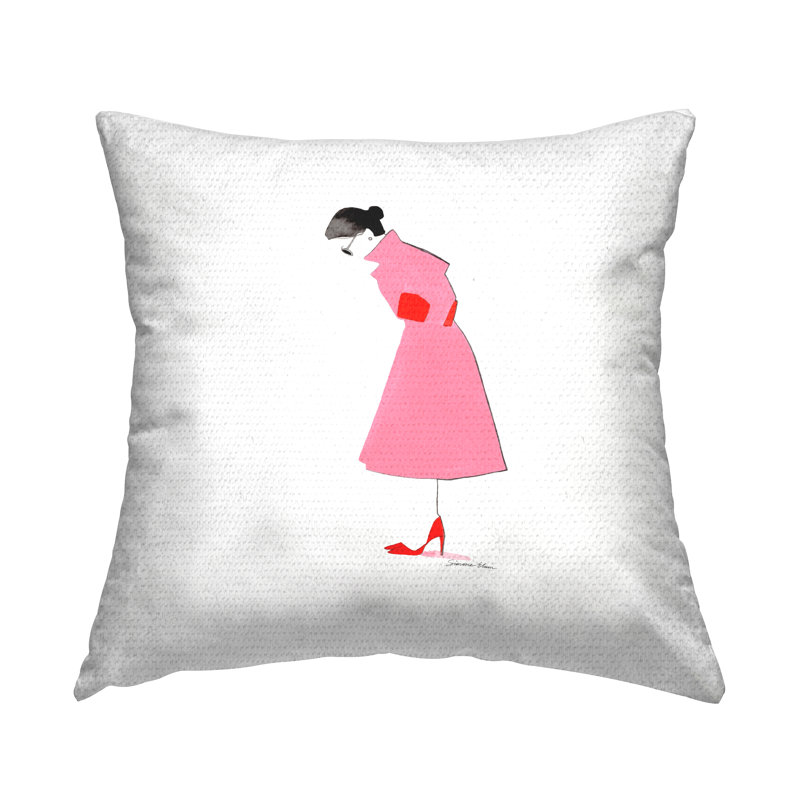 Coussin d'extérieur imprimé Pink Glam Fashionista par Simone Elum