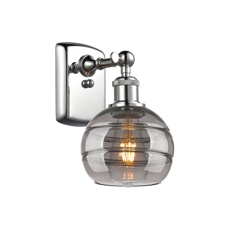 Applique murale 1 lumière Ballston Bienes, H 8,88 po x l 5,88 po x P 7,06 po, Gris fumée clair, Chrome poli