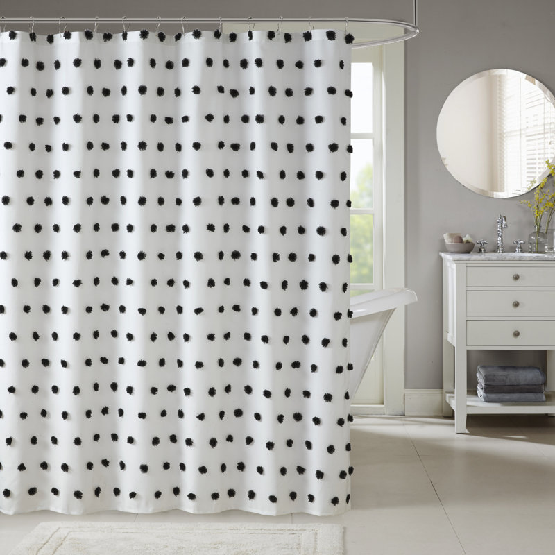 Sophie White and Black Polka Dot Shower Curtain