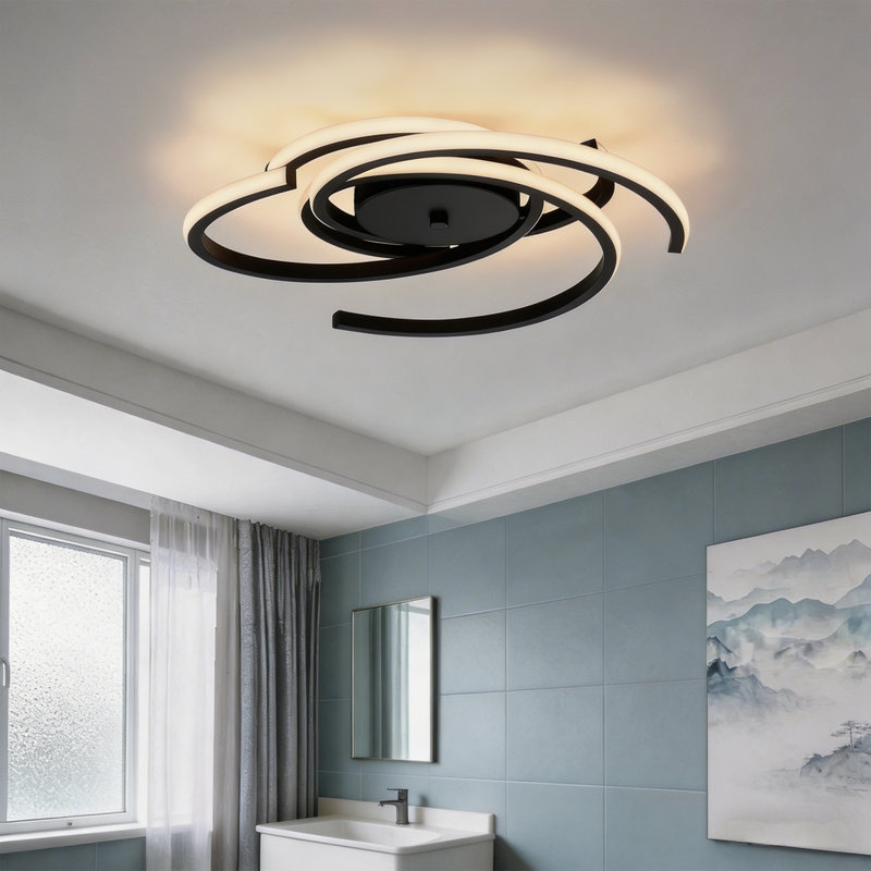 Modern Spiral Led Ceiling Light, 22" 45w Dimmable Flush Mount Ceiling Lamp For Bedroom Living Room Bathroom Dining Room