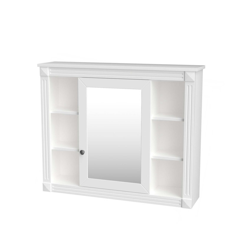 Armoire de rangement murale pour salle de bain, armoire à pharmacie, armoire de salle de bain moderne avec miroir, armoire à miroir avec 6 tablettes ouvertes, meuble-lavabo non inclus