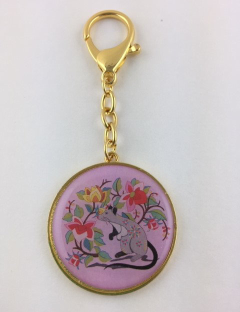 Feng Shui Import 2'' W Gold/Pink Key Chain